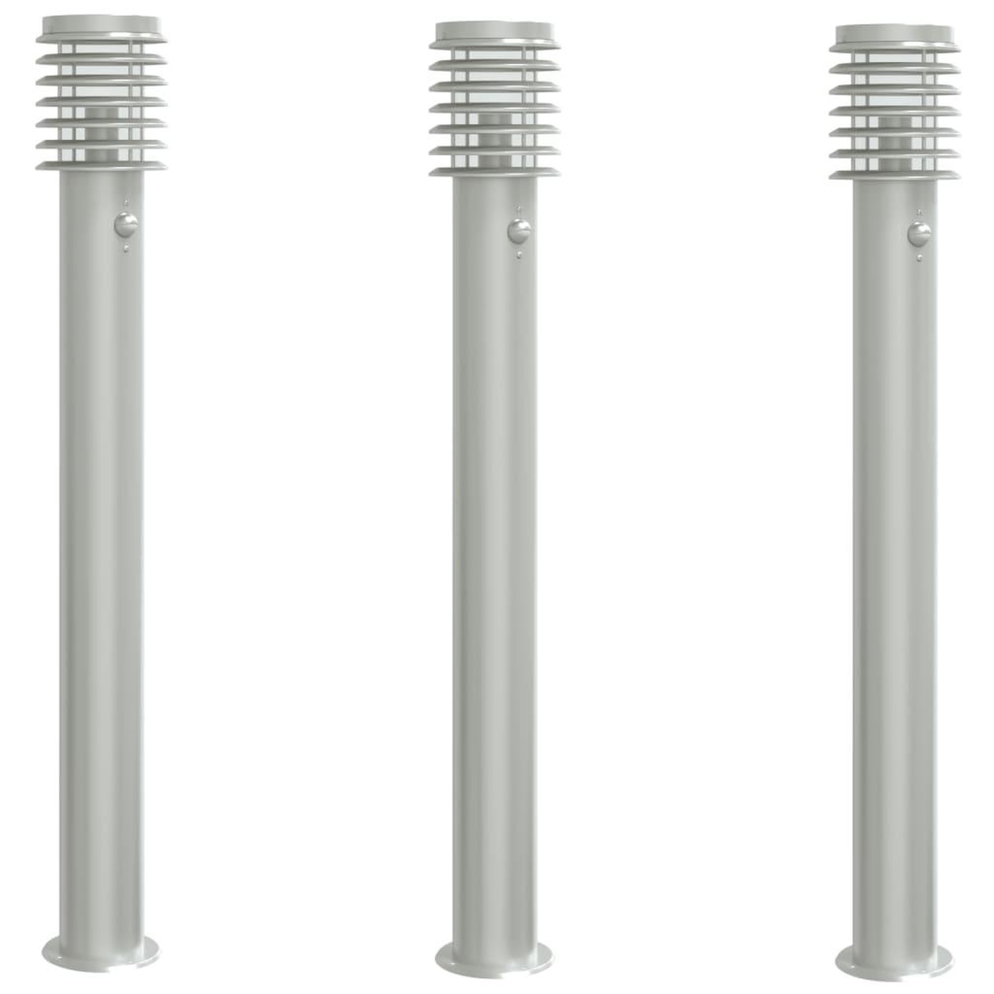 Voir la diapositive 2 : VIDAXL Lampadaires d'exterieur avec capteurs 3 pcs acier inoxydable