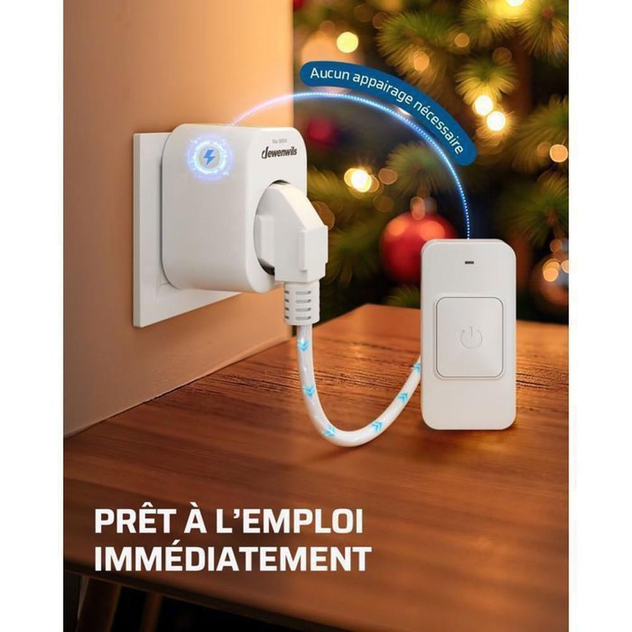 Voir la diapositive 3 : Prise connectée sans fil pour télécommande, type E/F, 16 A 3680 W, portée jusqu'à 30 m, 1 bouton, blanc