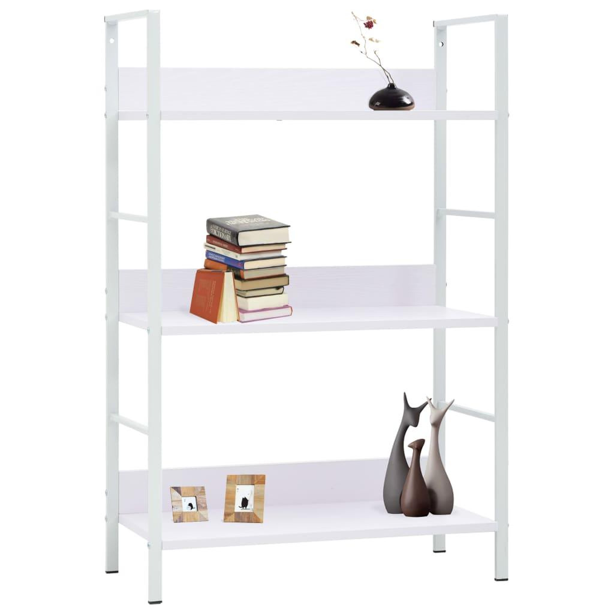 Voir la diapositive 2 : VIDAXL Bibliotheque a 3 niveaux blanc 60x27,6x90,5cm bois d'ingenierie