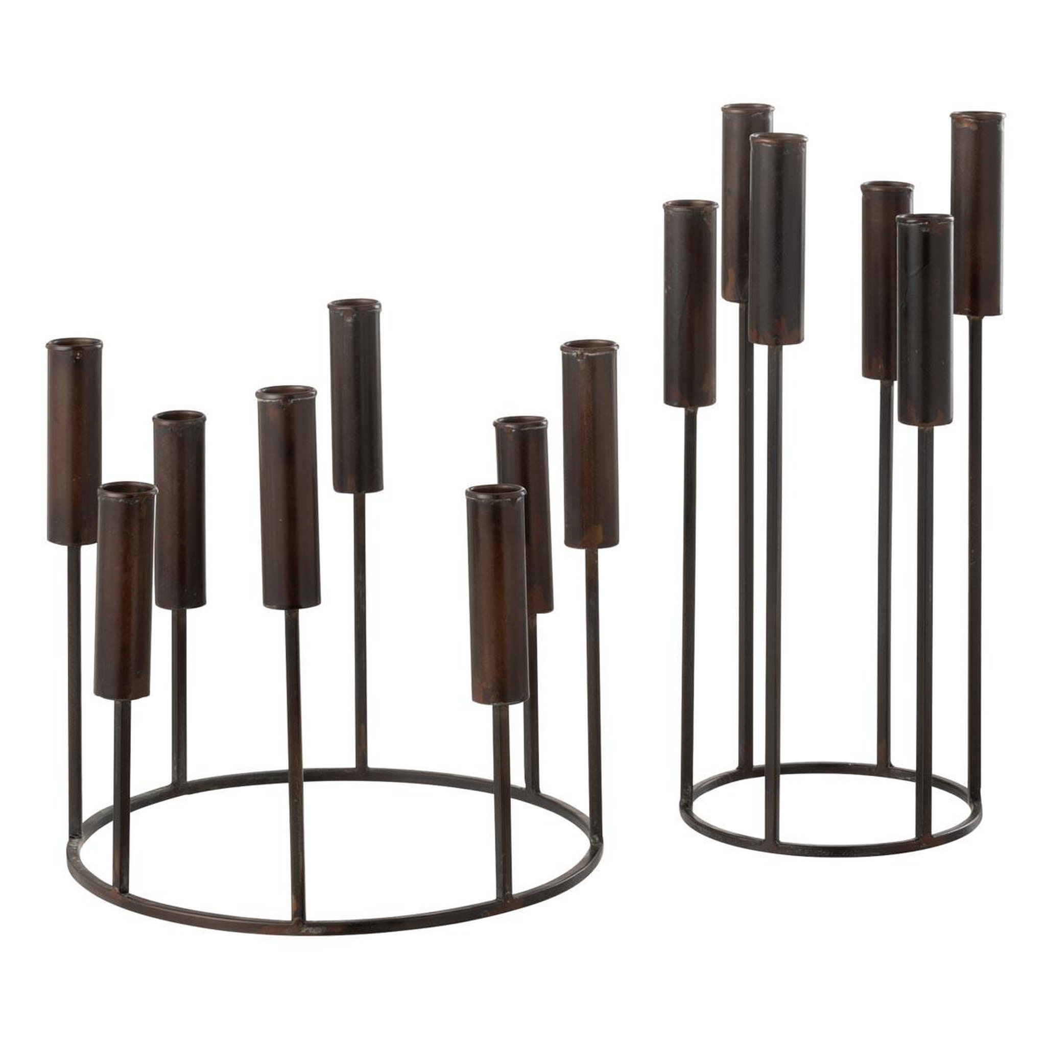 J-LINE Lot de 2 Chandeliers en Métal  Pierre  37cm Noir