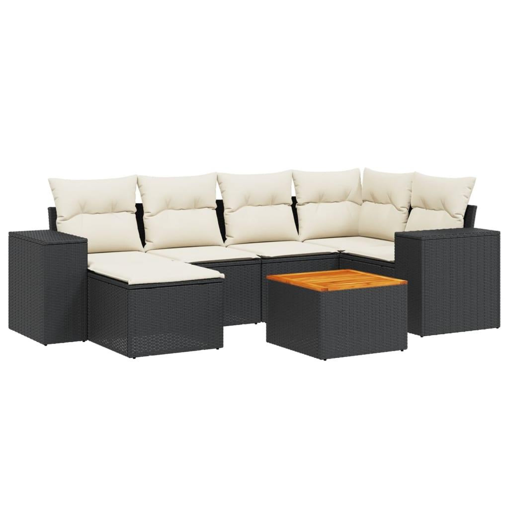 Voir la diapositive 2 : VIDAXL Salon de jardin 7 pcs avec coussins noir resine tressee