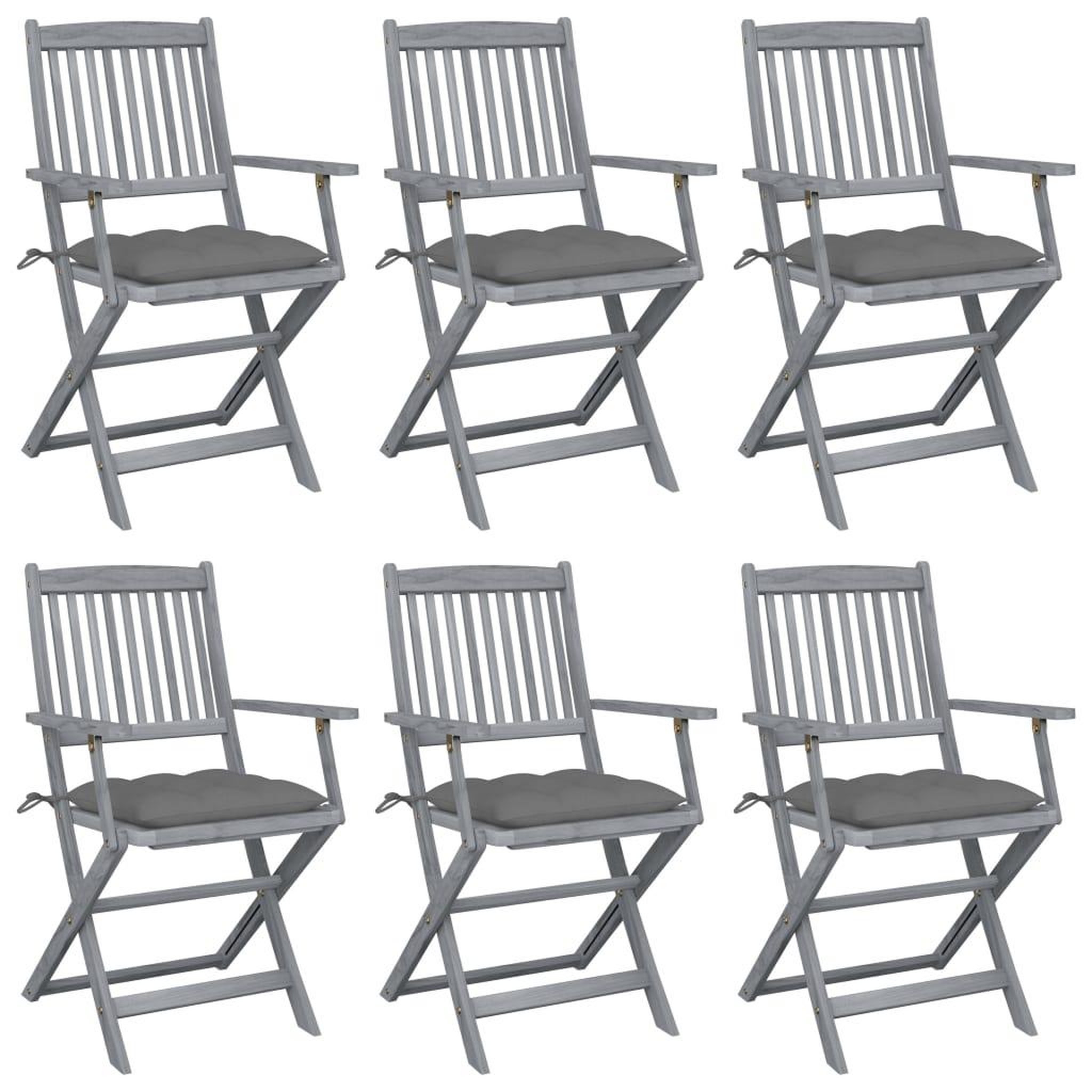 Voir la diapositive 1 : VIDAXL Chaises pliables d'exterieur lot de 6 et coussins Bois d'acacia