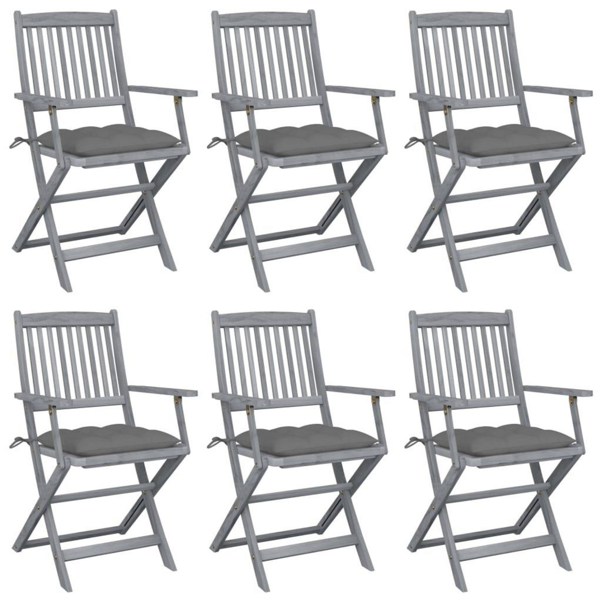 VIDAXL Chaises pliables d'exterieur lot de 6 et coussins Bois d'acacia
