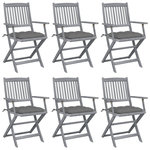 VIDAXL Chaises pliables d'exterieur lot de 6 et coussins Bois d'acacia