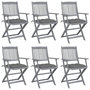 Voir la diapositive 1 : VIDAXL Chaises pliables d'exterieur lot de 6 et coussins Bois d'acacia