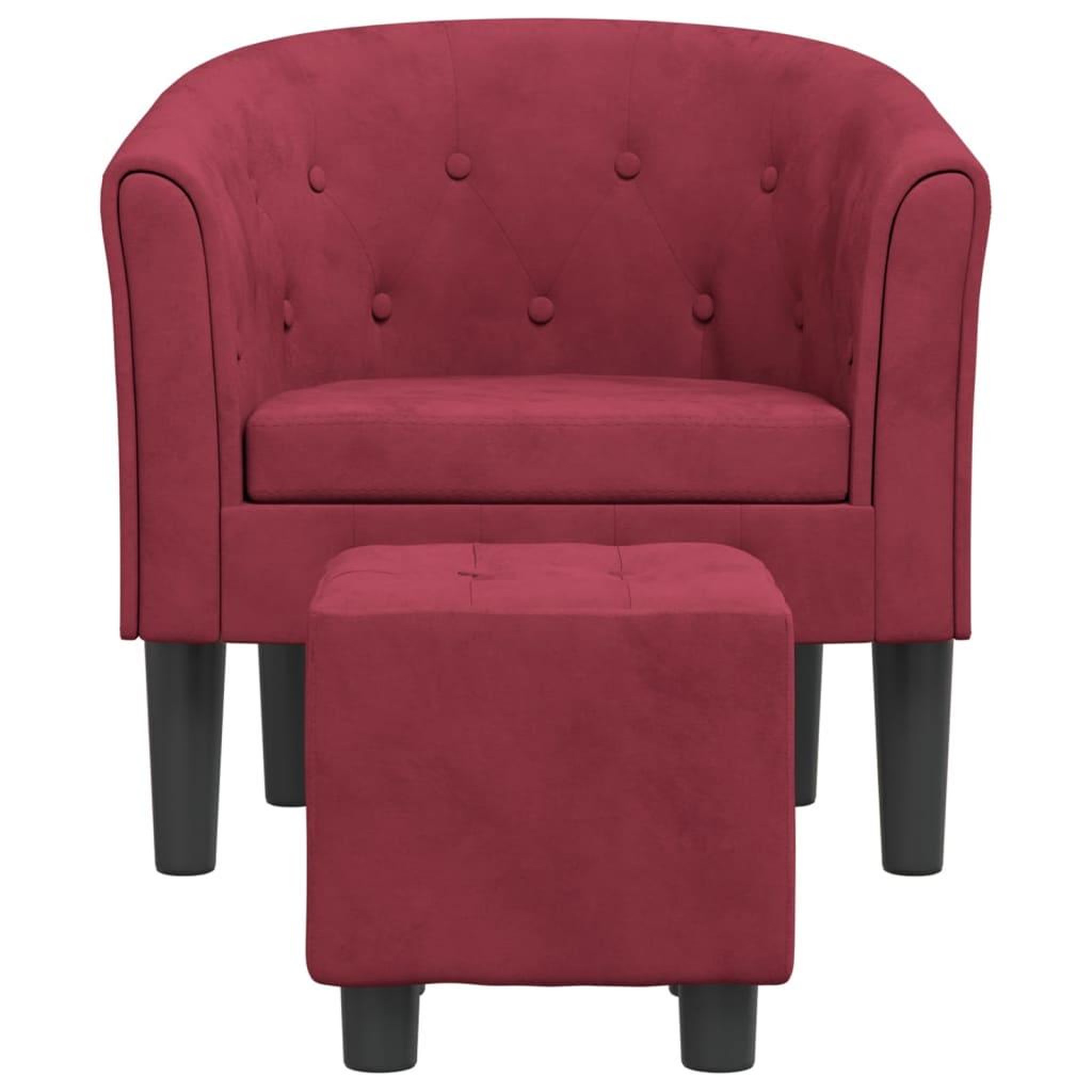Voir la diapositive 3 : VIDAXL Fauteuil avec repose-pied rouge bordeaux velours
