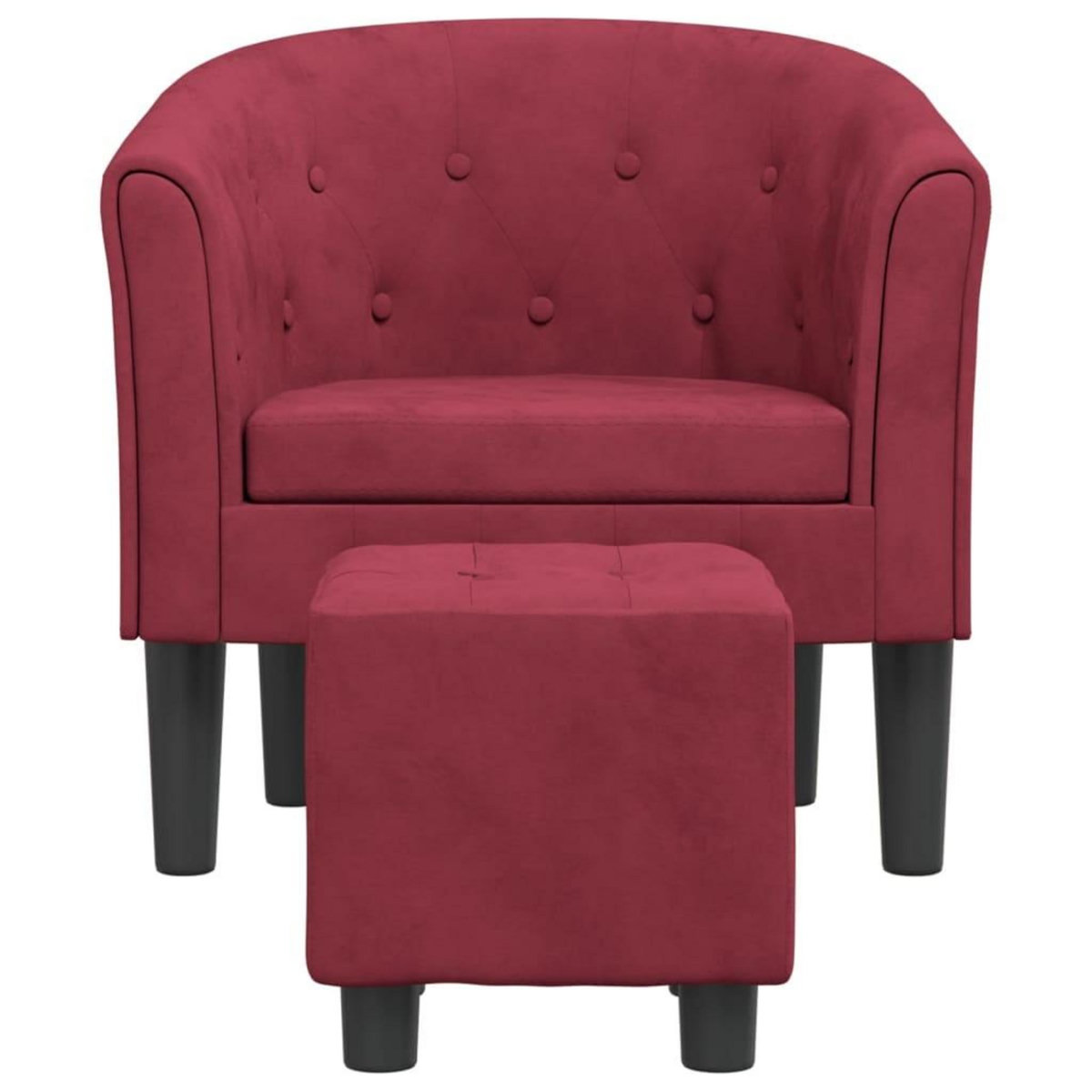 VIDAXL Fauteuil avec repose-pied rouge bordeaux velours
