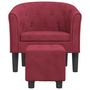 Voir la diapositive 3 : VIDAXL Fauteuil avec repose-pied rouge bordeaux velours
