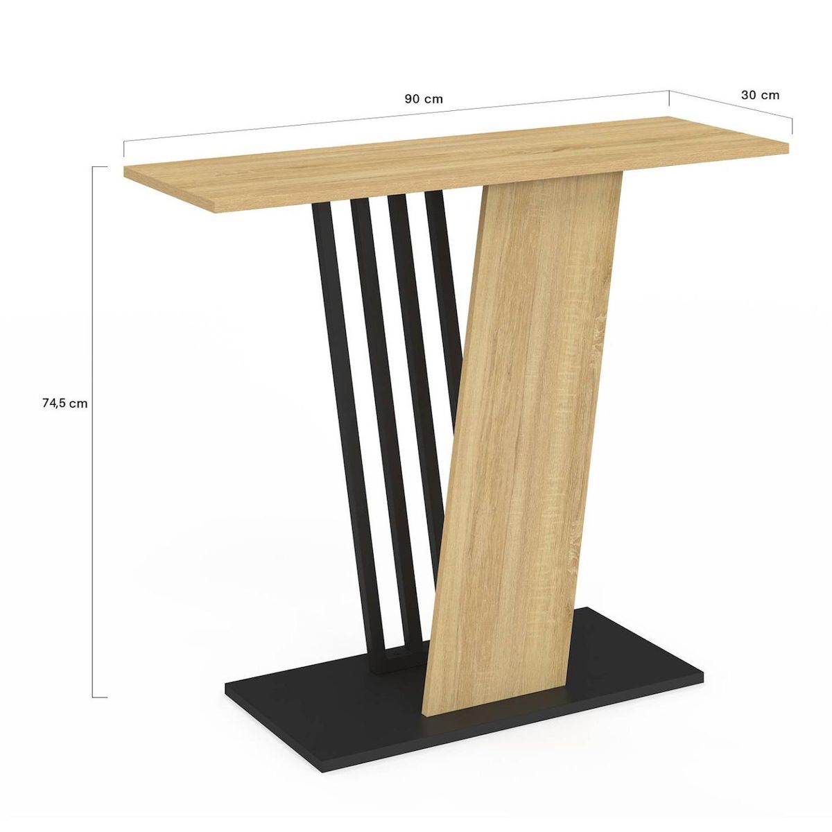 ID MARKET Console VICKY plateau bois et pied croisé noir