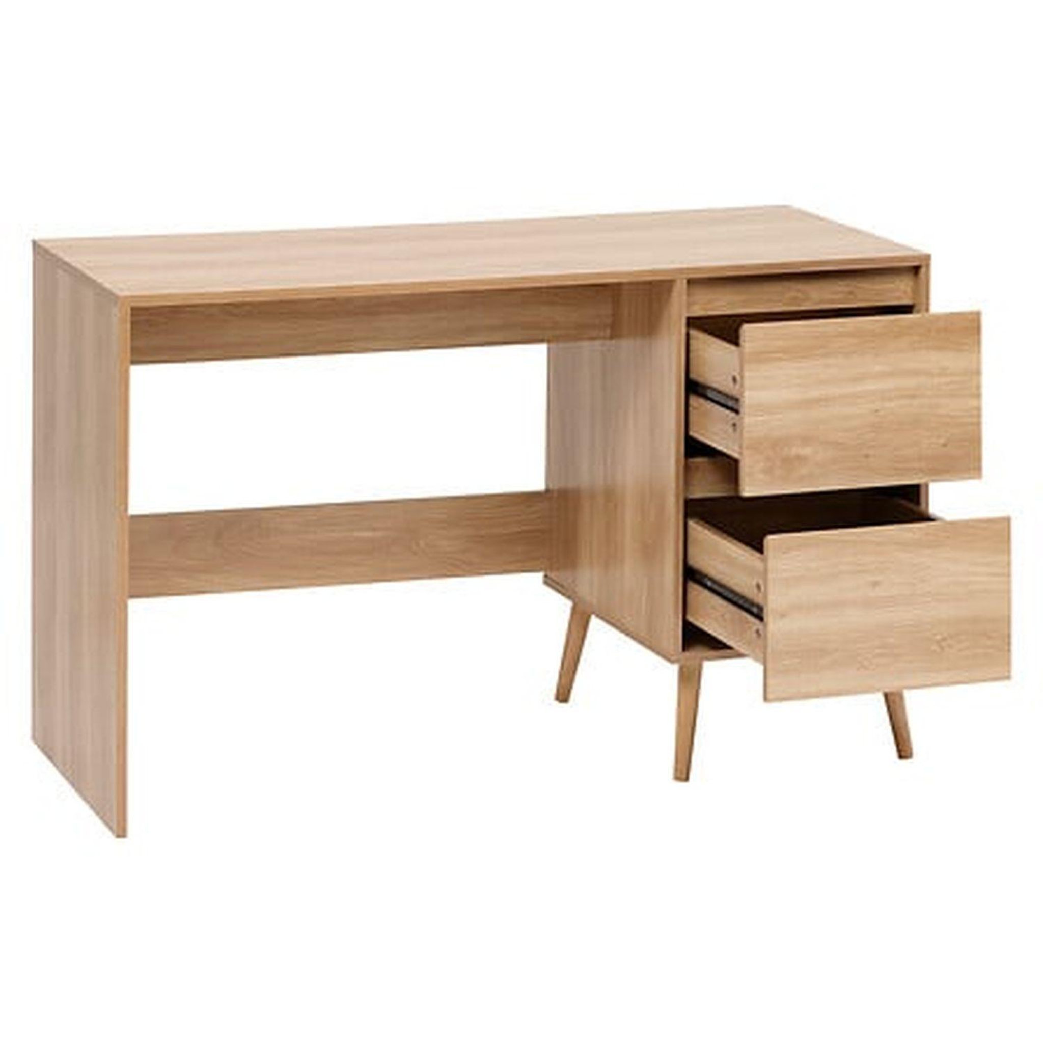 Voir la diapositive 3 : FIVE Bureau 2 tiroirs effet bois abana - beige