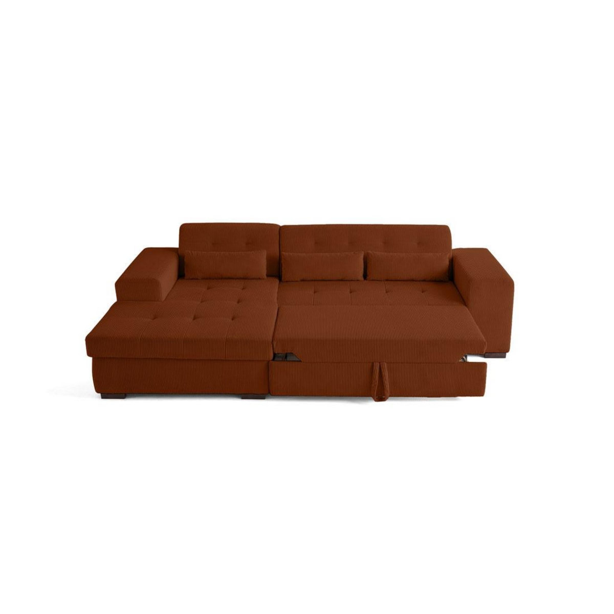 LISA DESIGN Vermont - canapé d'angle droit - 4 places - convertible avec coffre - en velours côtelé