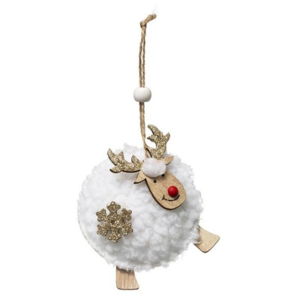 FEERIC LIGHT & CHRISTMAS Sujet de Noël Renne  Cocon  16cm Blanc