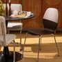 Voir la diapositive 2 : TOILINUX Lot de 4 chaises pieds métal assise en bois massif OURO - Marron foncé