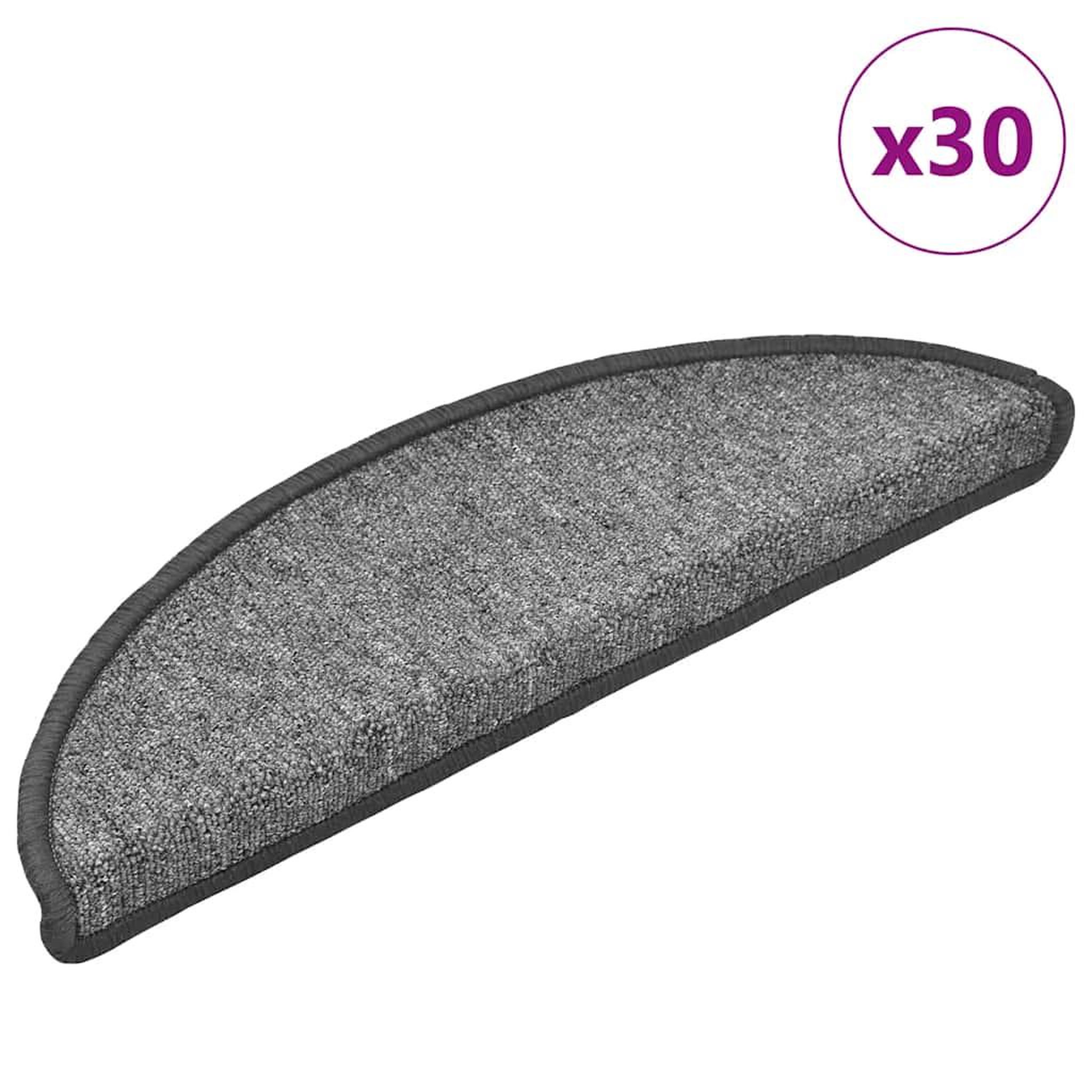 VIDAXL Tapis d'escalier 30 pcs gris fonce 56x17x3 cm