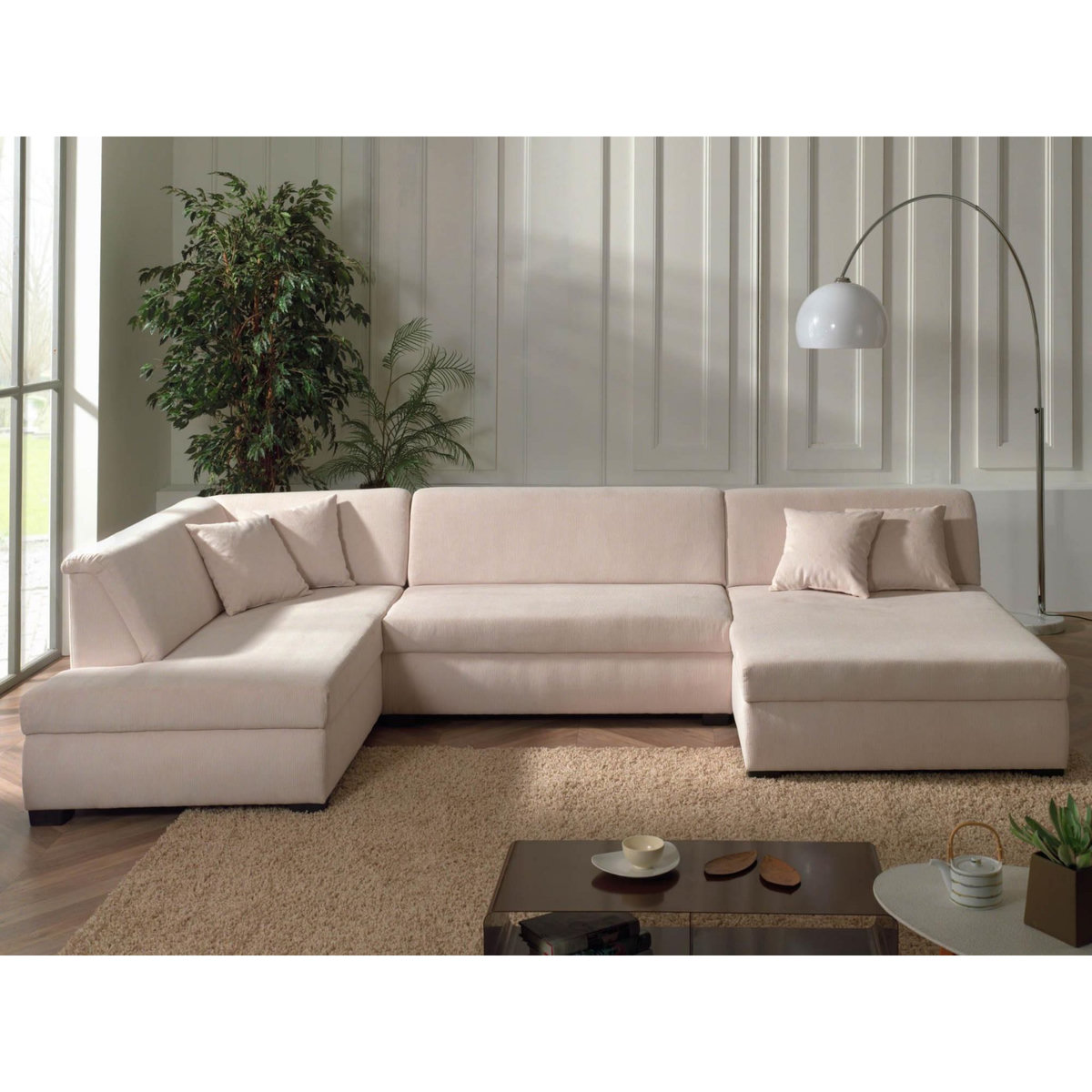 LISA DESIGN Malcom - canapé panoramique d'angle gauche - en velours côtelé