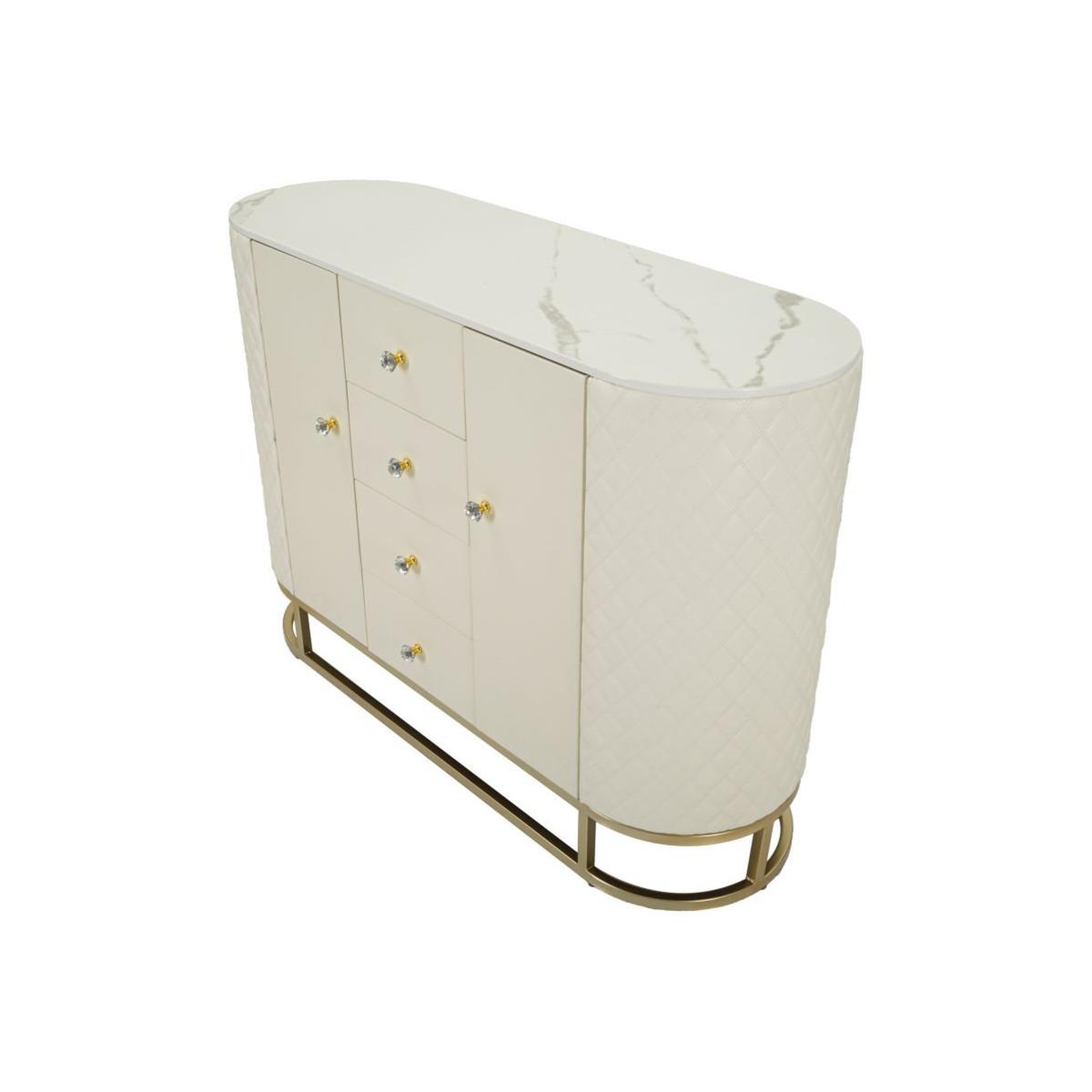 Voir la diapositive 6 : Paris Prix Buffet design effet marbre  sharon  120cm blanc & or