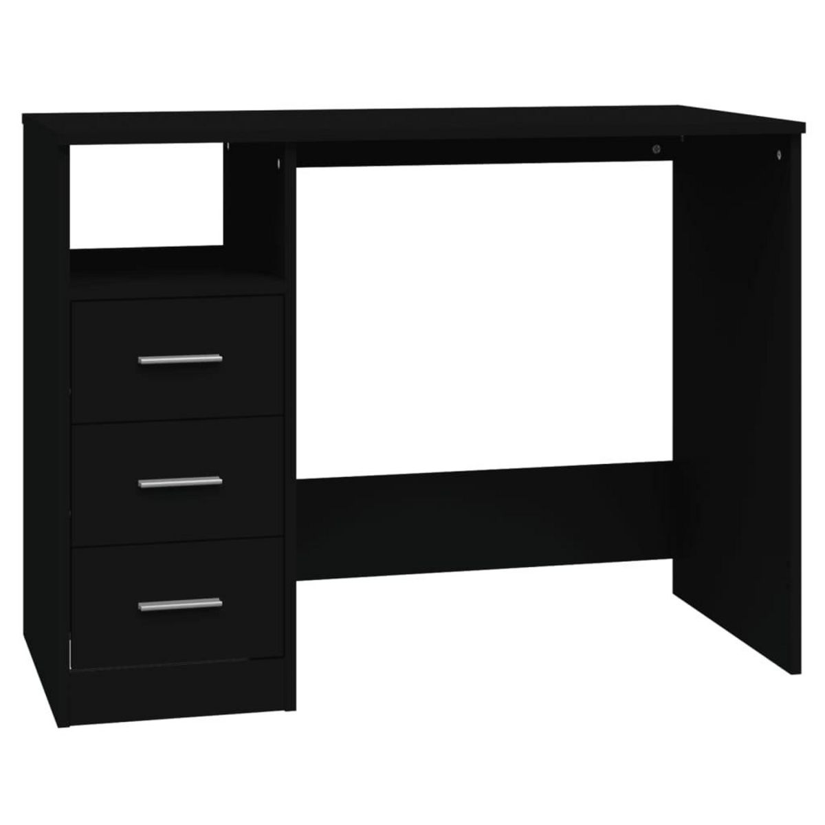 VIDAXL Bureau avec tiroirs Noir 102x50x76 cm Bois d'ingenierie