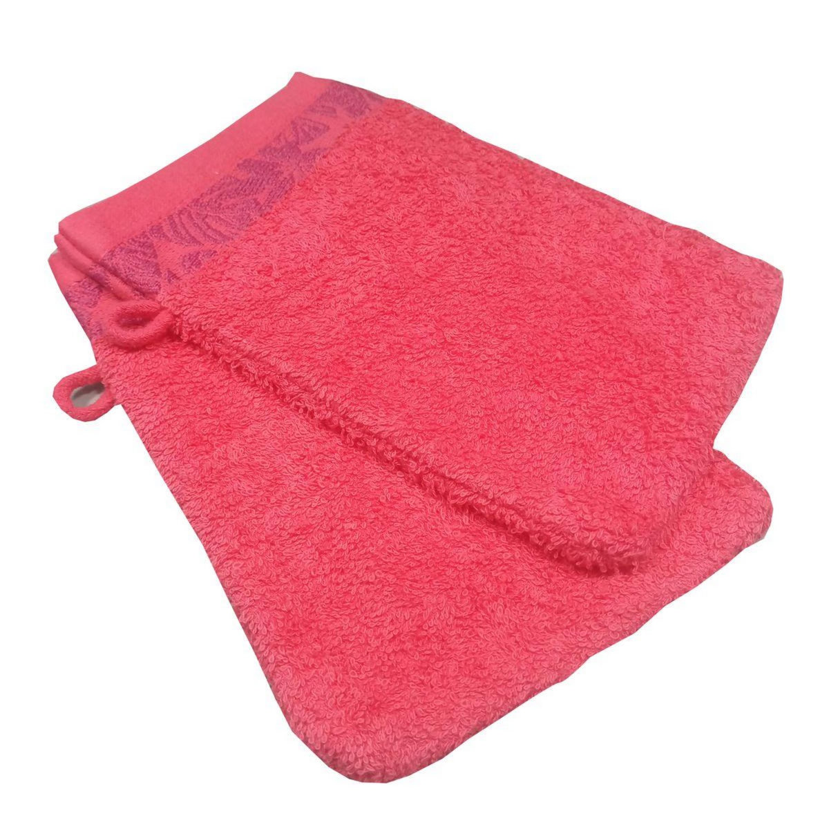 ACTUEL Lot de 2 gants de toilette fantaisie en coton 450 g/m² PARADISE