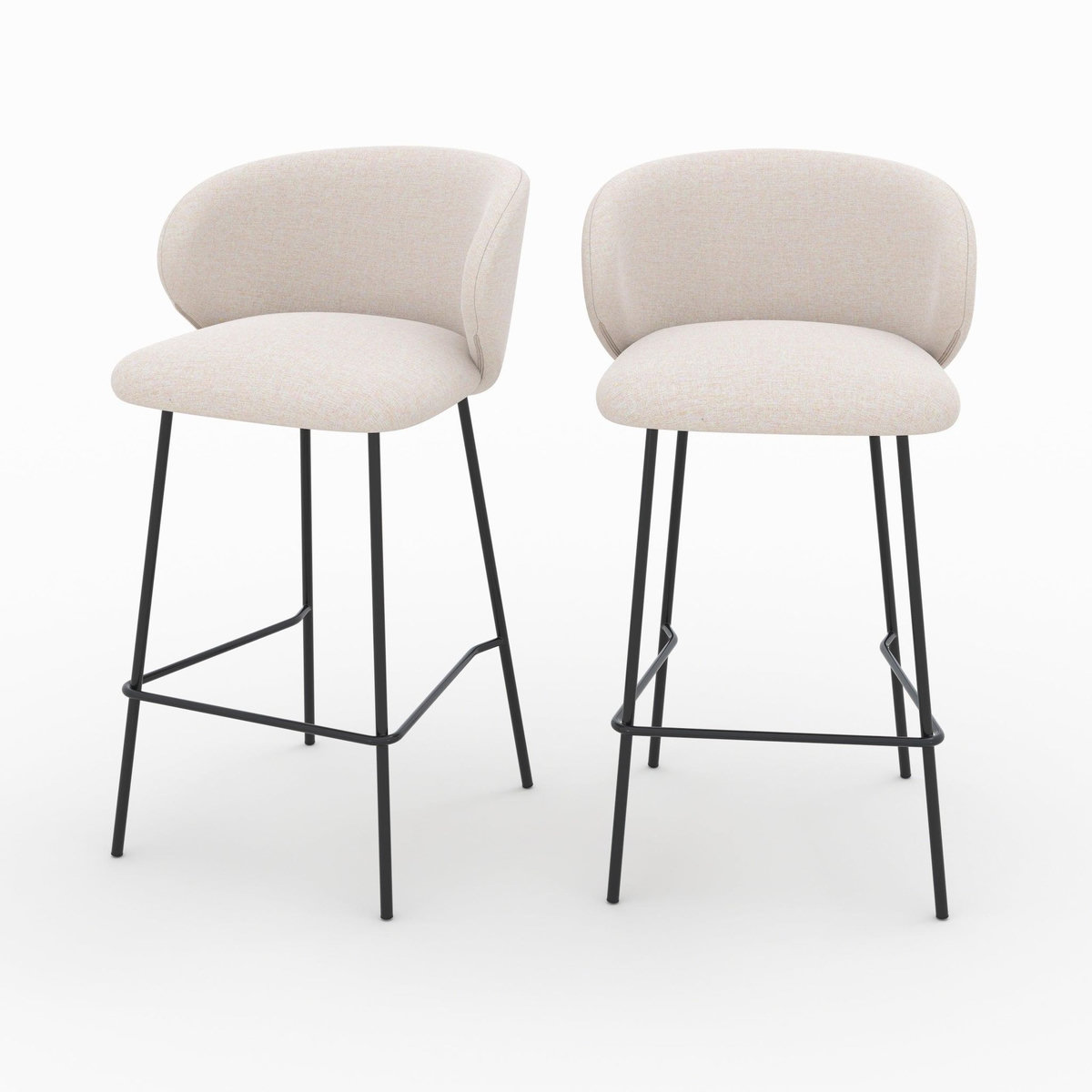 Rendez vous déco Lot de 2 chaises pour îlot central en tissu beige 68 cm - Victoria