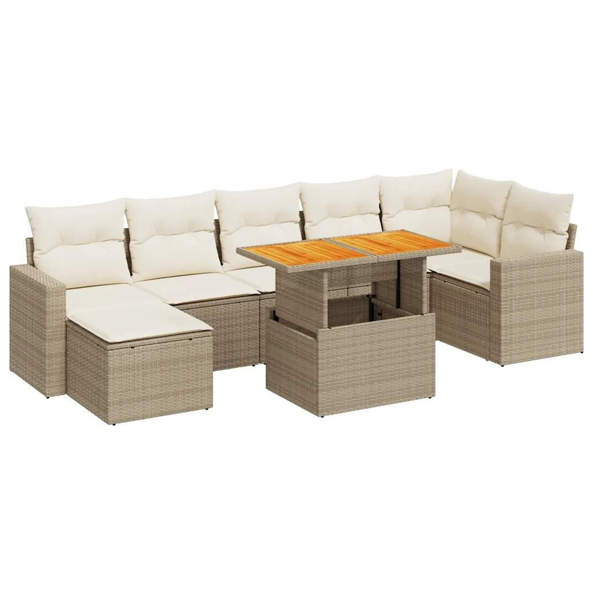 Voir la diapositive 2 : VIDAXL Salon de jardin avec coussins 8 pcs beige resine tressee