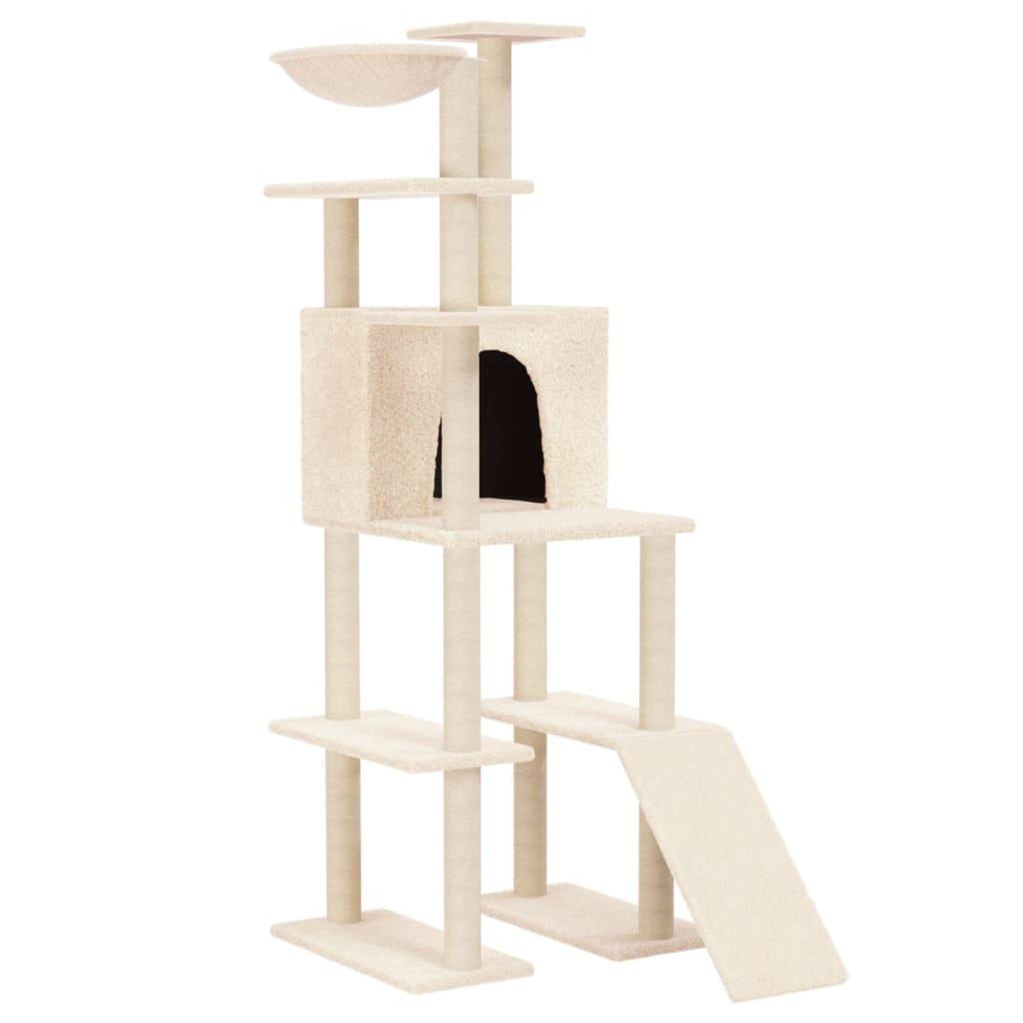 Voir la diapositive 2 : VIDAXL Arbre a chat avec griffoirs en sisal Creme 166 cm