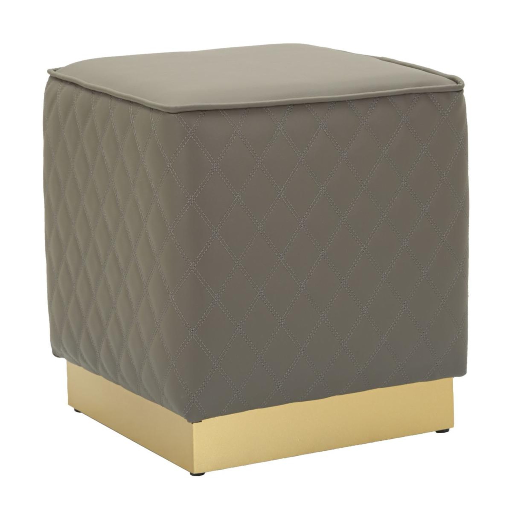 Paris Prix Pouf matelassé  sharon  38cm gris & or