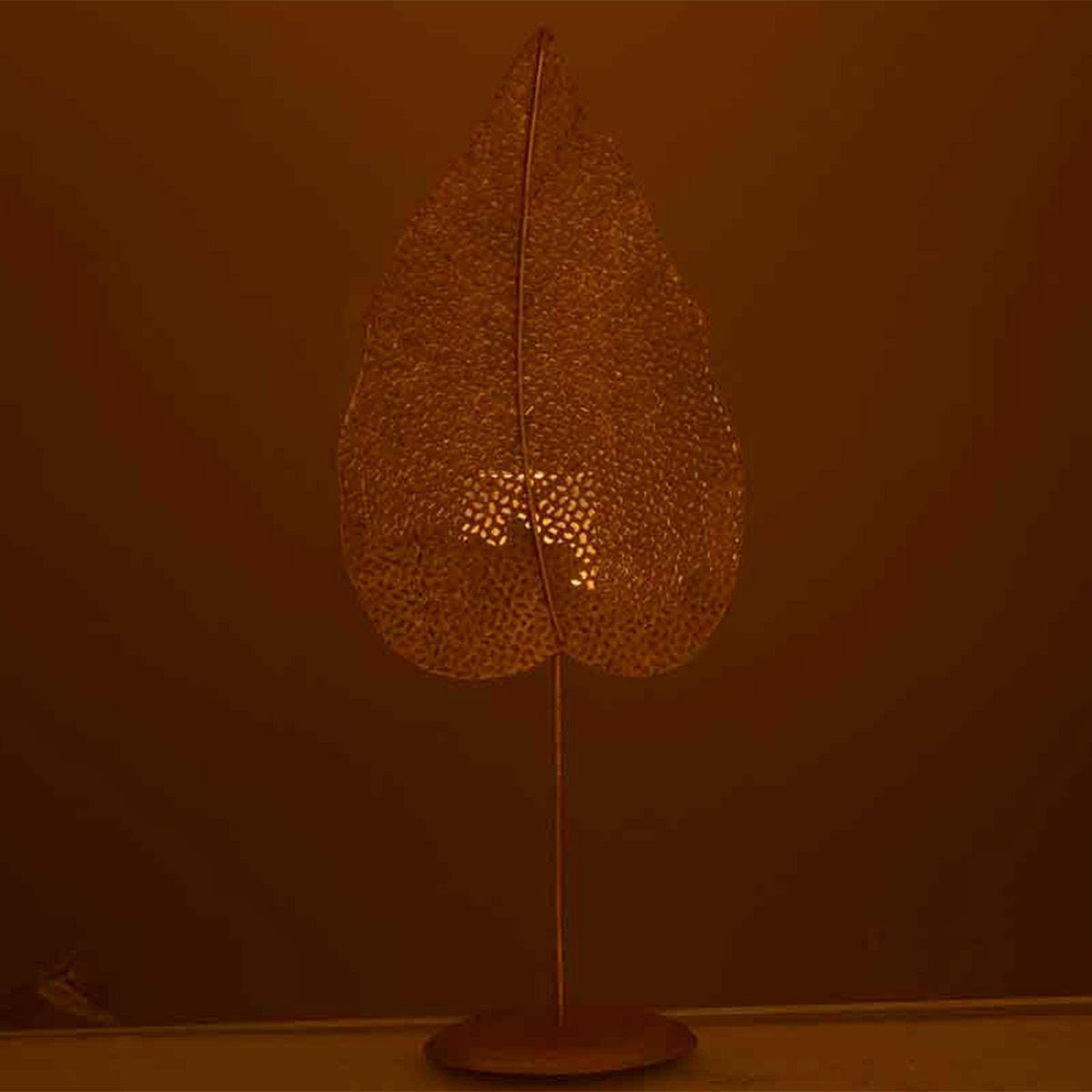 Voir la diapositive 4 : J-LINE Photophore sur pied  feuille métal  50cm or