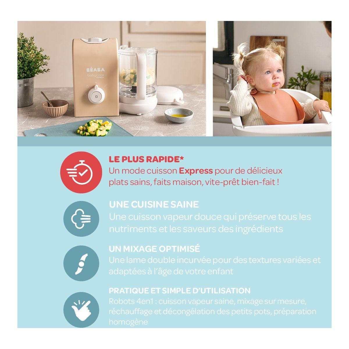 BEABA Mixeur Cuiseur Bébé Babycook Express terre d'argile