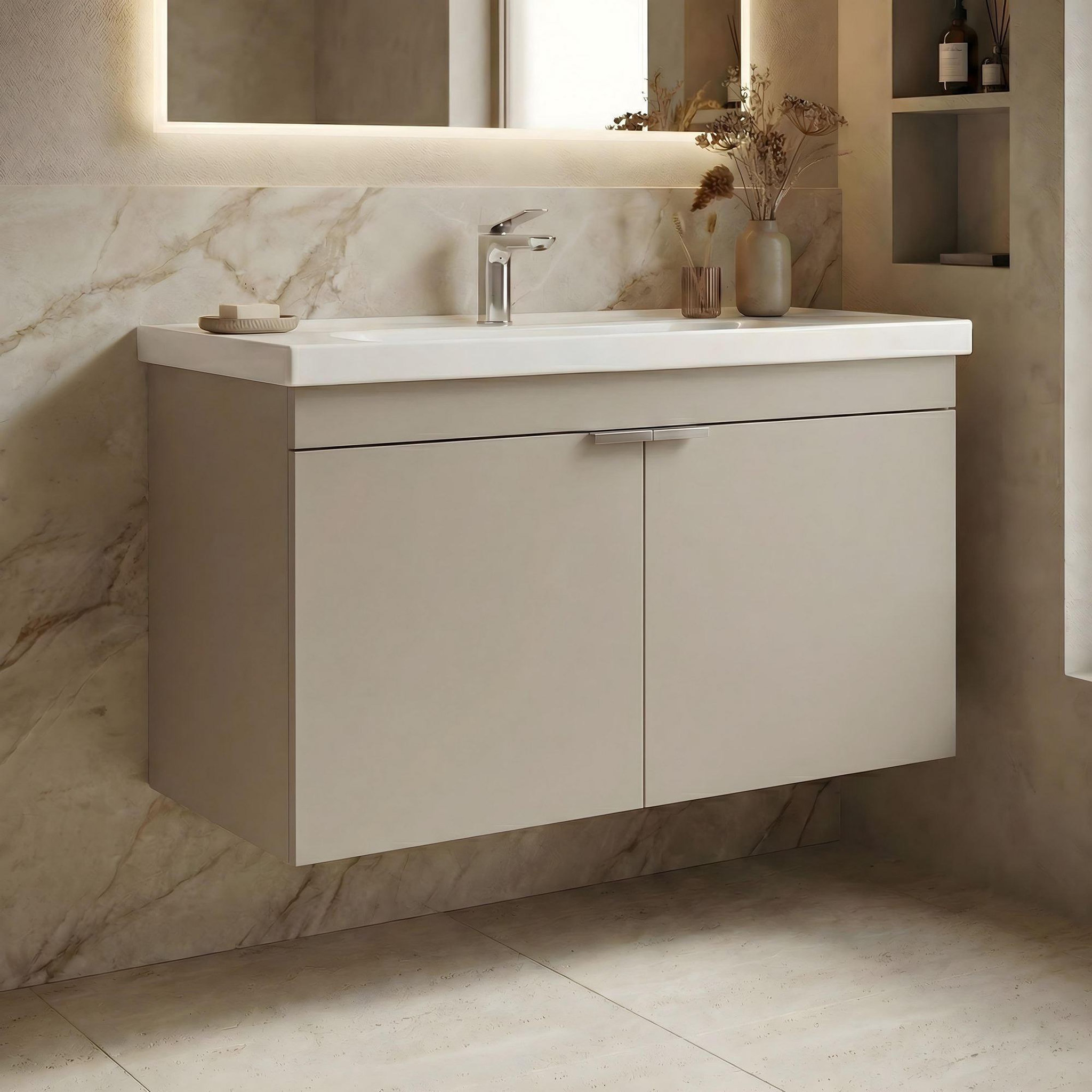 Voir la diapositive 2 : Habitat et Jardin Meuble Vasque  Desna 90  - 90 x 45 x 58 cm - Sand