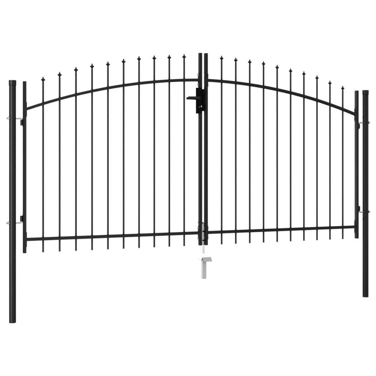 VIDAXL Portillon double porte avec dessus a pointe Acier 3x1,5 m Noir