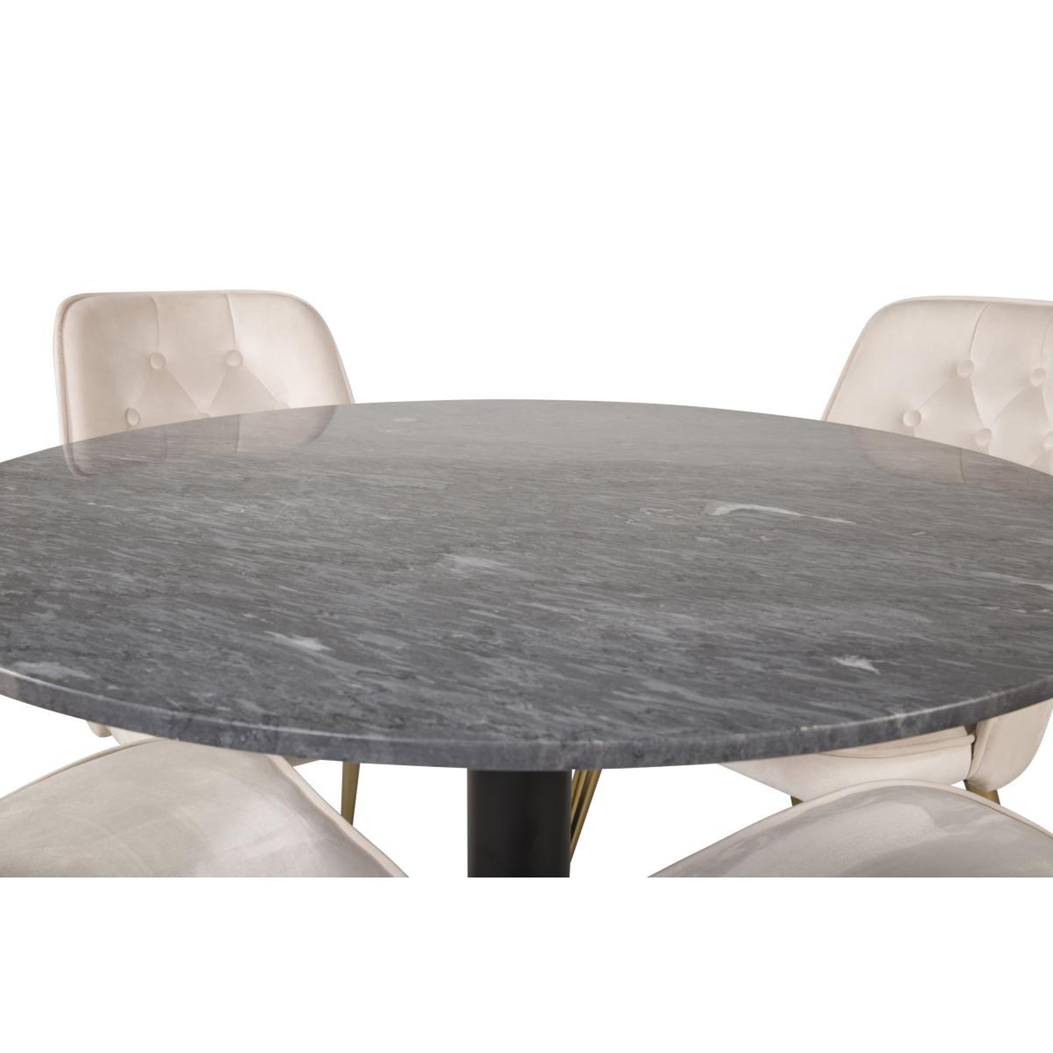 Voir la diapositive 2 : Paris Prix Ensemble table à manger & 4 chaises  estelle i & deluxe ii  106cm gris foncé & beige