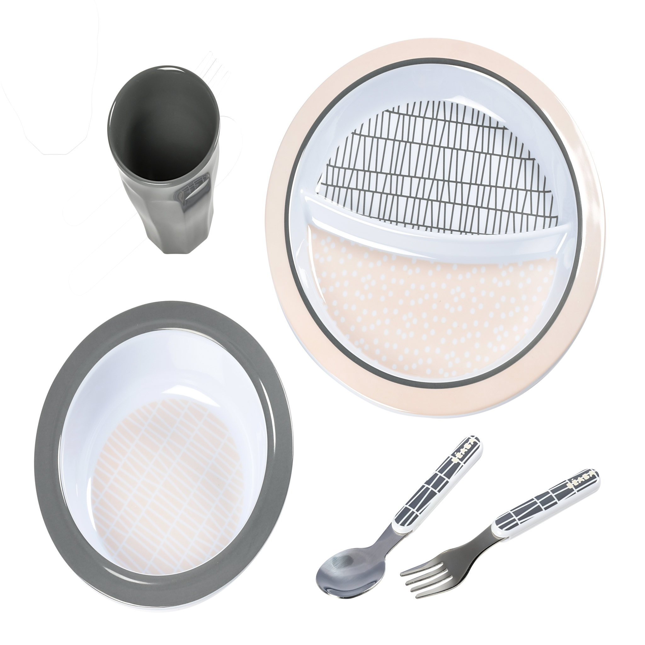 Voir la diapositive 1 : BEABA Coffret repas en mélamine - Rose