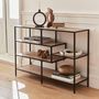 Voir la diapositive 3 : SWEEEK Etagère en métal noir et décor bois - Loft - bibliothèque 5 niveaux. L 114 x l 33 x H 78cm