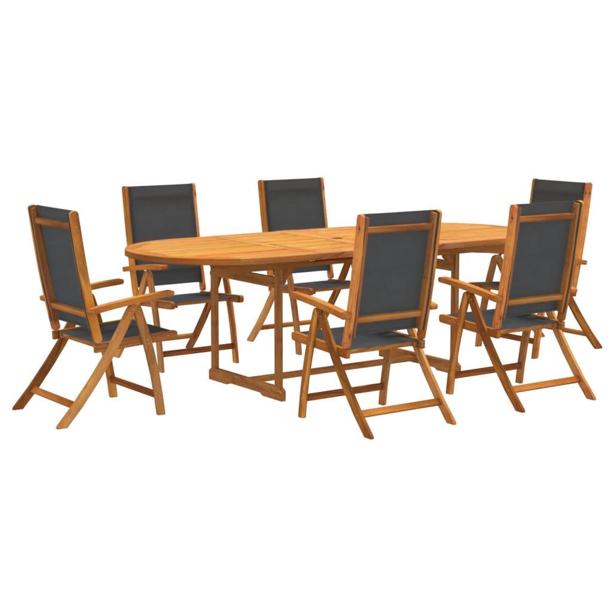 Voir la diapositive 2 : VIDAXL Ensemble a Manger de jardin 7pcs bois d'acacia solide textilene