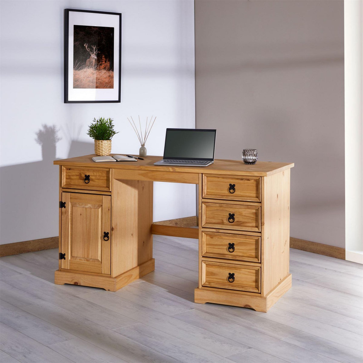 IDIMEX Bureau en pin TEQUILA style mexicain, finition cirée