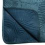 Voir la diapositive 2 : ATMOSPHERA Dessus de lit en polyester, effet velours, broderies feuilles - 260x240 cm - Bleu Canard