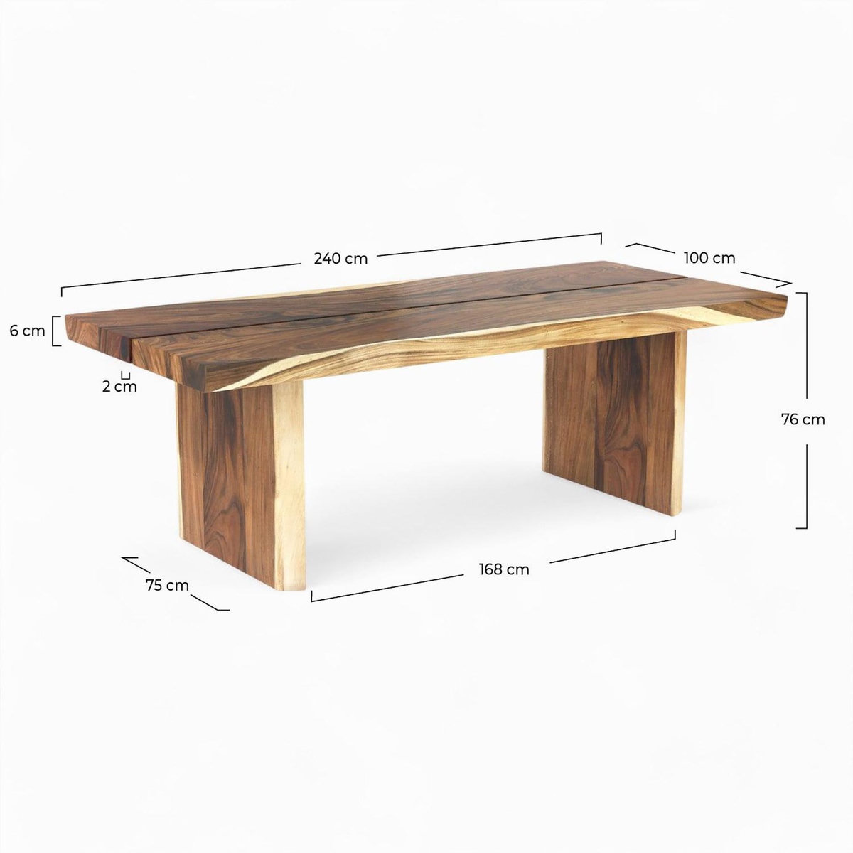 MAISON PAVANE Table rectangulaire 10 personnes en bois de suar 240 cm-Tanah