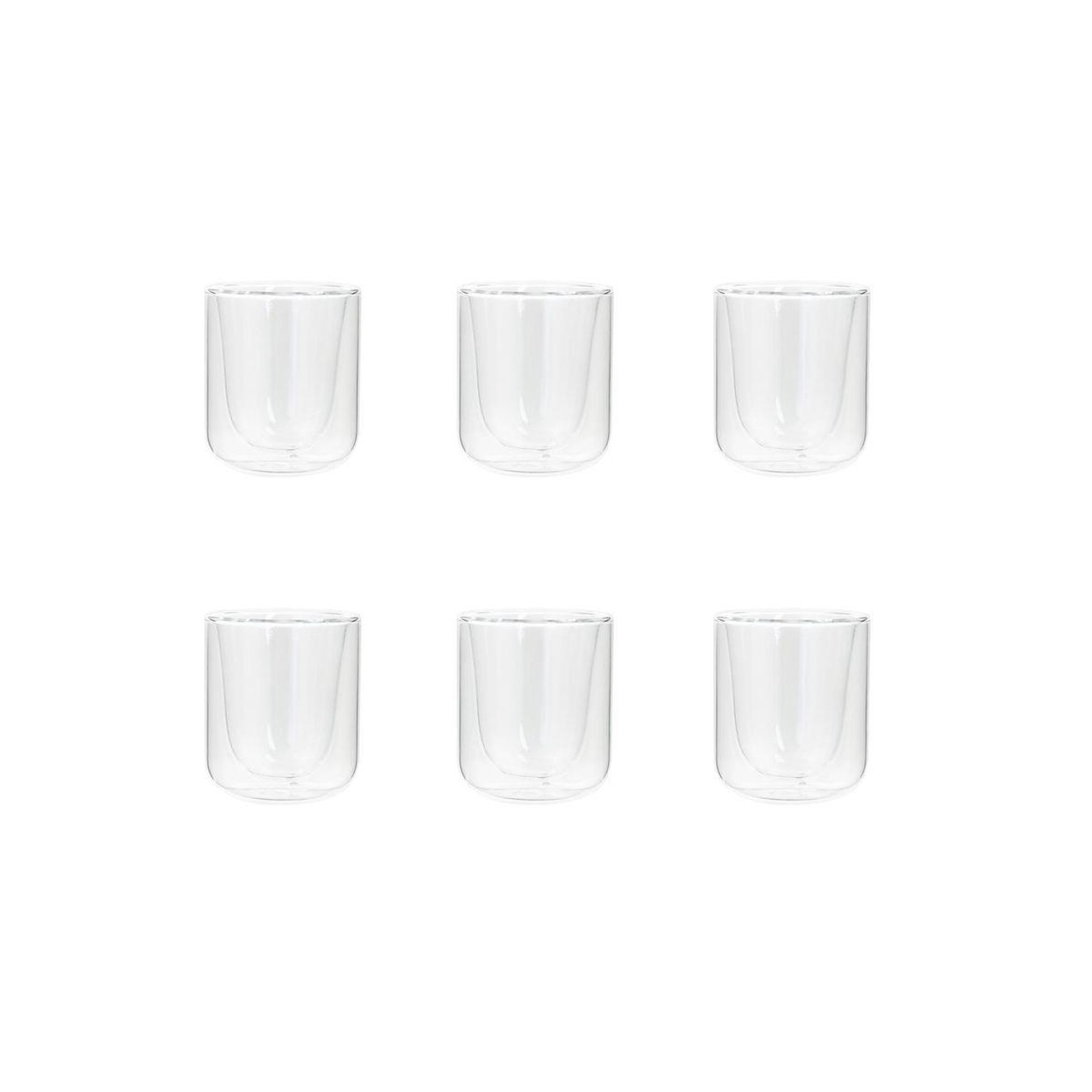 SECRET DE GOURMET Lot de 6 tasses à café double paroi  forte  8cl transparent