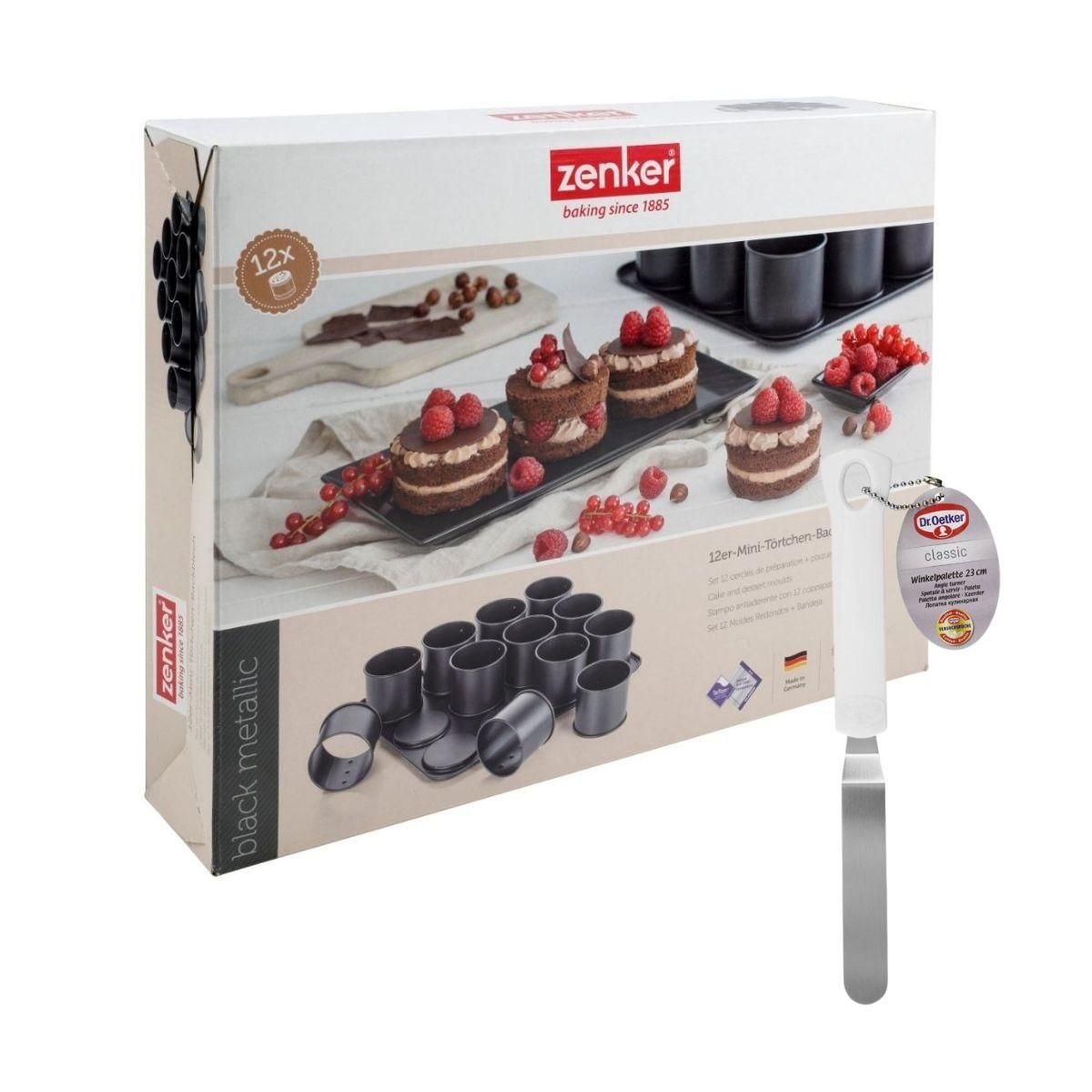ZENKER Plaque à pâtisserie mini gâteaux et spatule à glacer Zenker Black Metallic