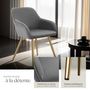Voir la diapositive 4 : tectake Chaise de salle à manger rembourrée en velours côtelé gris/jaune or Lot de 2