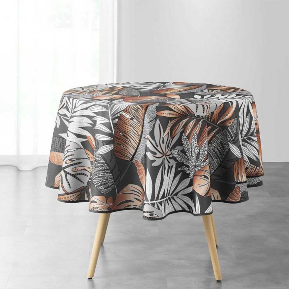 Paris Prix Nappe Ronde Imprimée  Alianor  180cm Anthracite