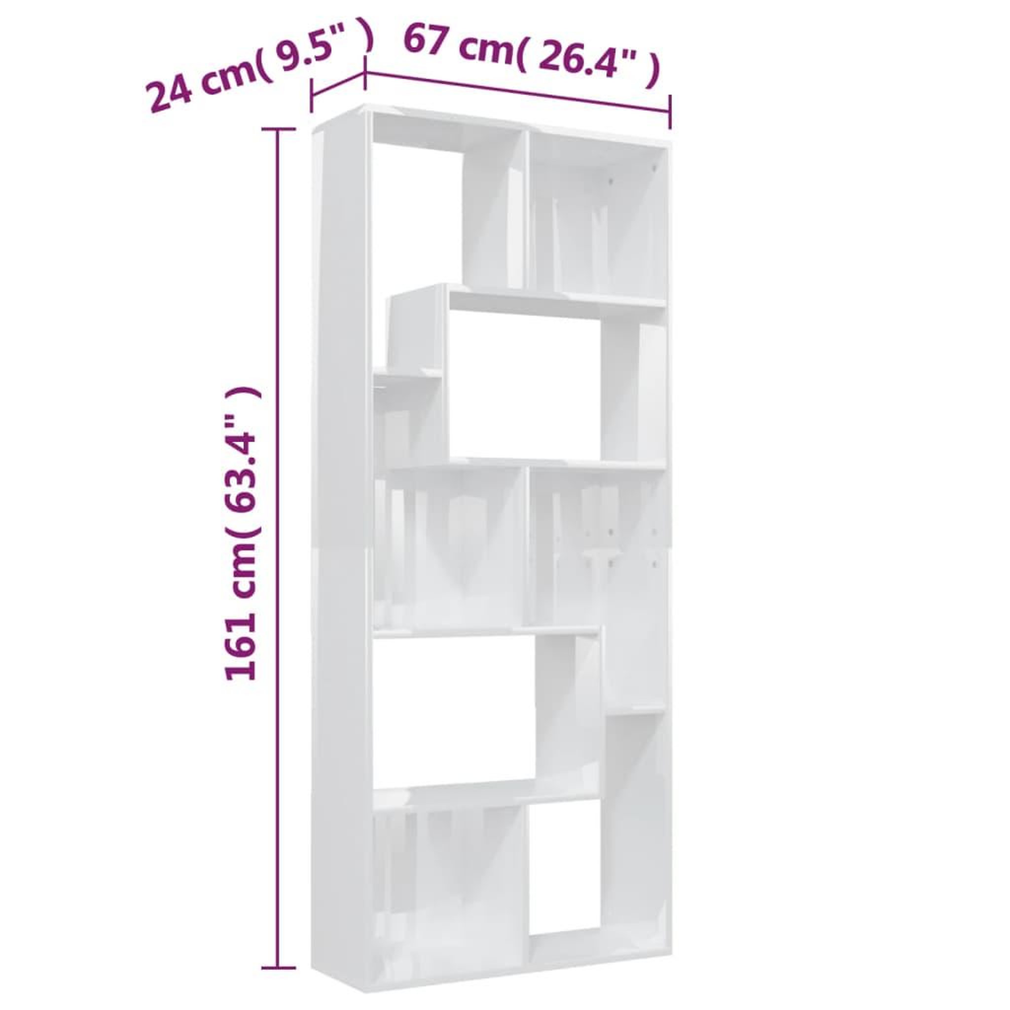 Voir la diapositive 6 : VIDAXL Bibliotheque Blanc brillant 67x24x161 cm Bois d'ingenierie