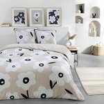 FUTURE HOME Parure de lit 2 personnes fleur en coton. Coloris disponibles : Beige