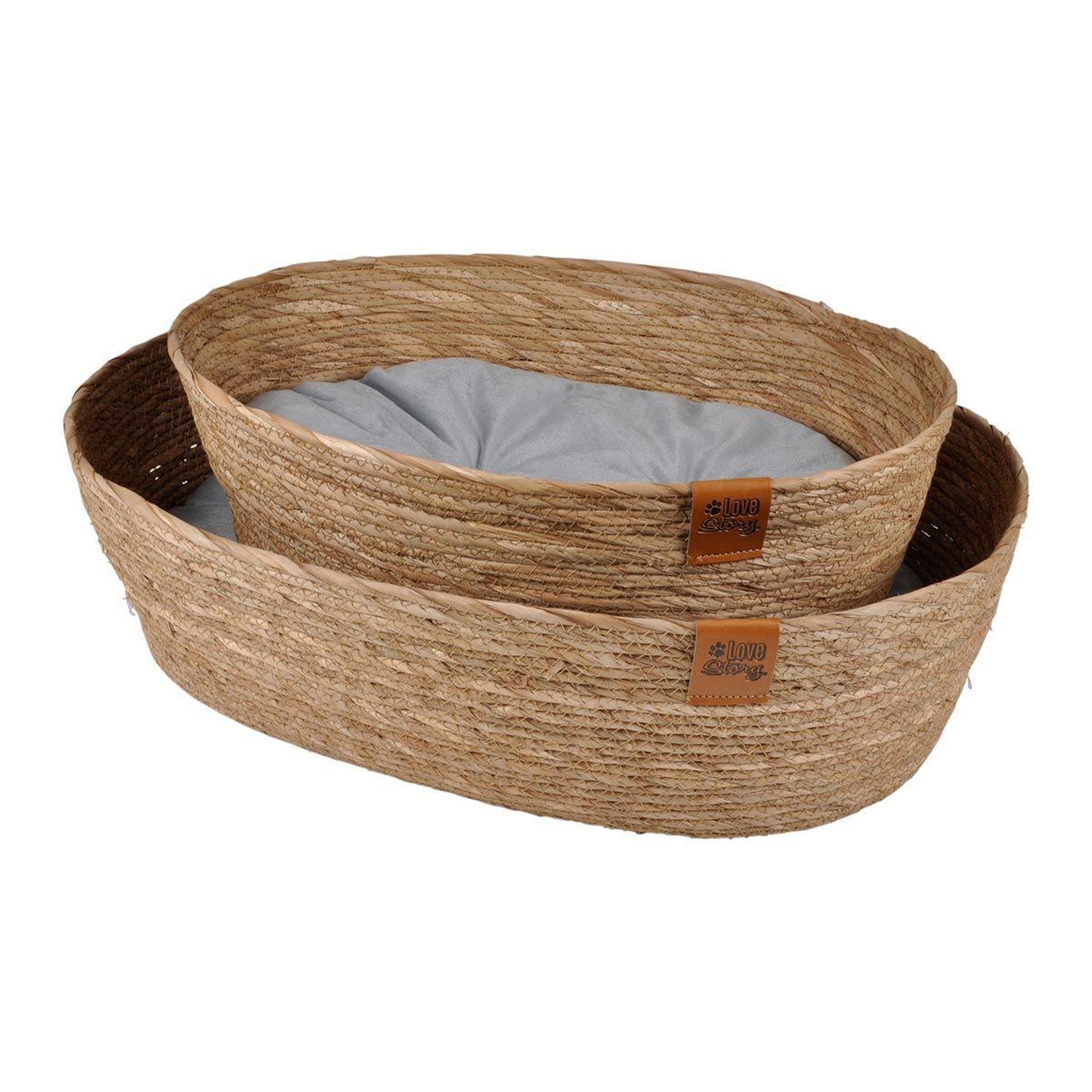 LOVE STORY Lot de 2 paniers pour chien & chat  nomade  57cm naturel