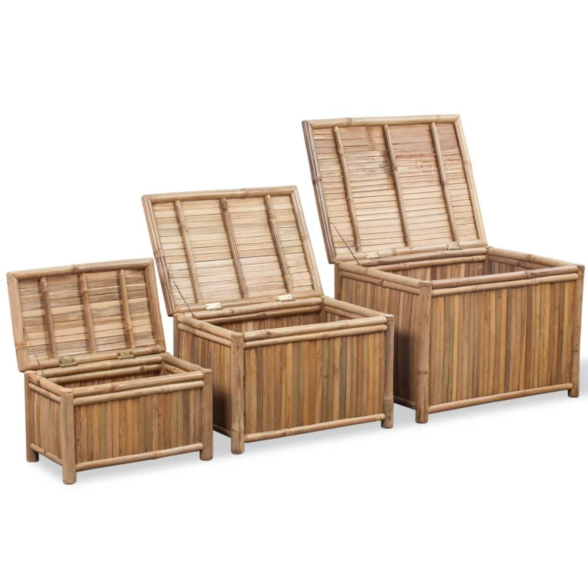 VIDAXL Boîte de rangement 3 pcs bambou