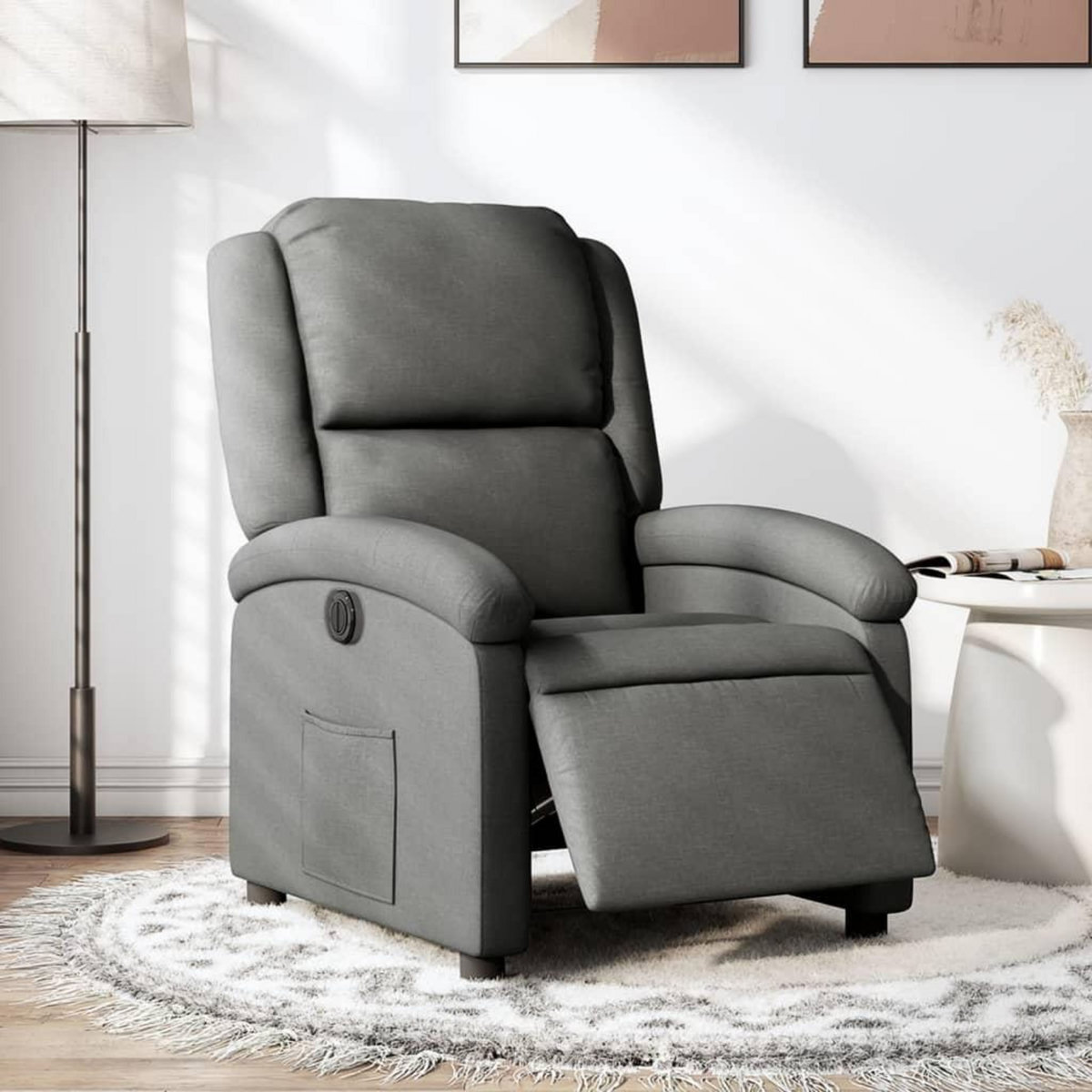 VIDAXL Fauteuil inclinable electrique Gris fonce Tissu