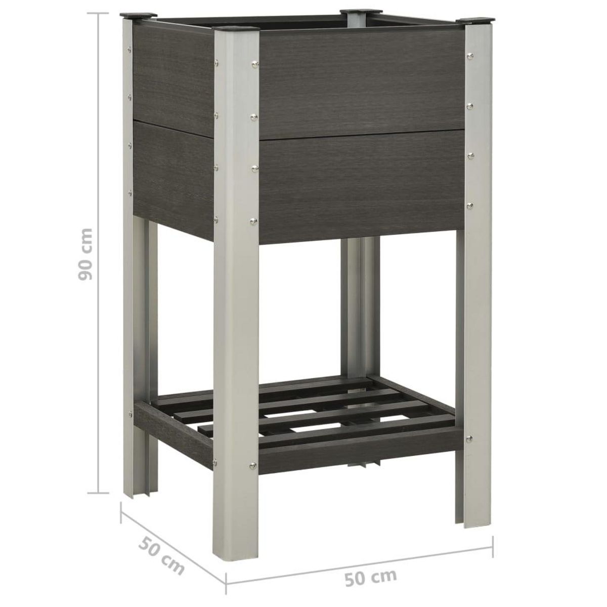 VIDAXL Lit sureleve de jardin avec etagere 50x50x90 cm WPC Gris