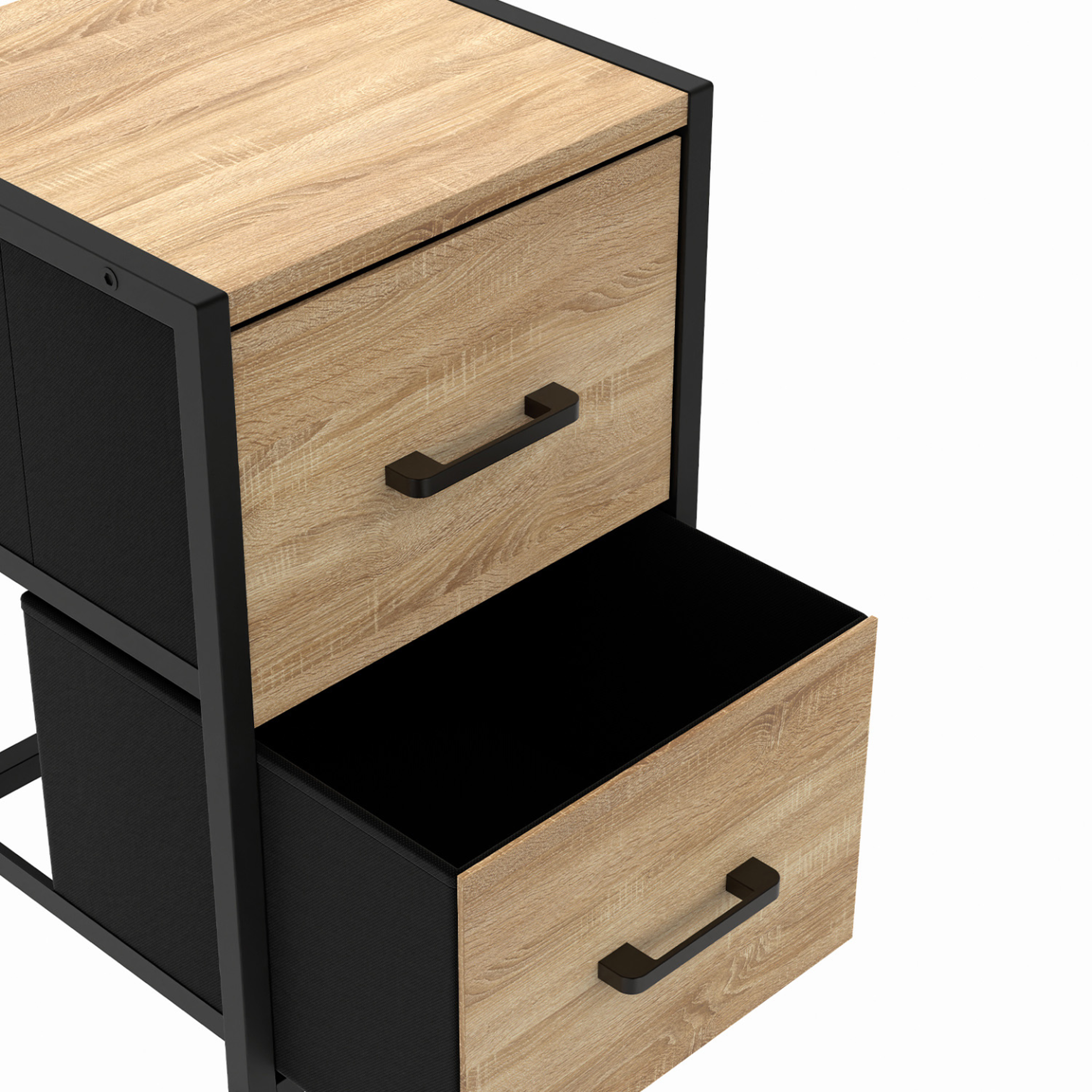 Voir la diapositive 5 : ID MARKET Lot de 2 tables de chevet utah 2 tiroirs