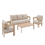 HESPERIDE Salon de jardin en alu effet bois Oryna Beige/Honey - 5 places - Hespéride