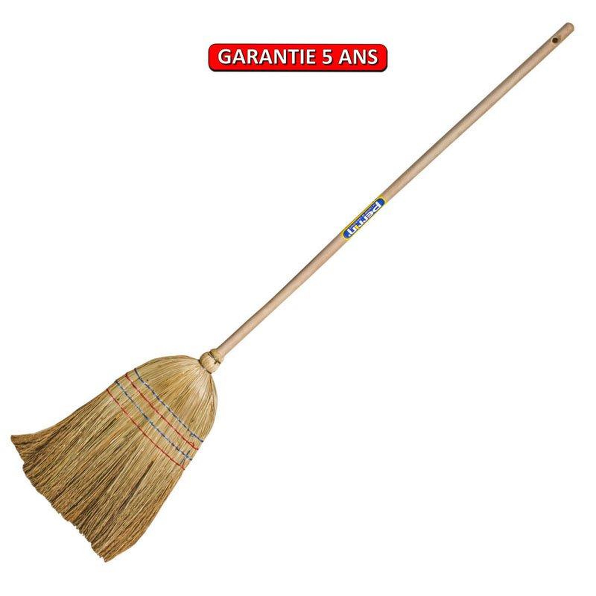 OUTILS PERRIN Balai en paille de sorgho 5 fils - emmanché droit 110 - longueur totale 1,40 m